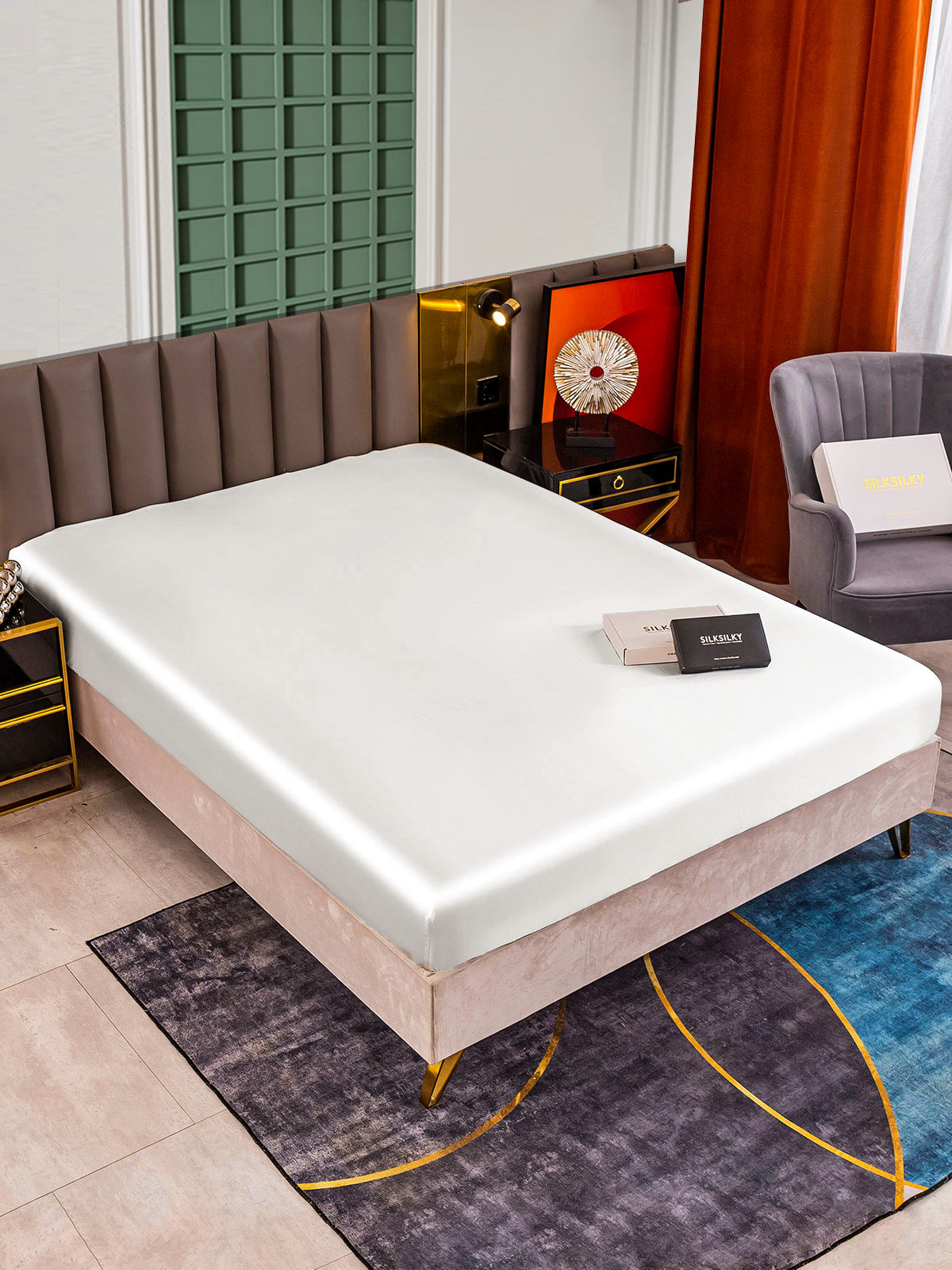 [Weiß] SilkSilky-DE 25Momme Reine Seide Sheet 001