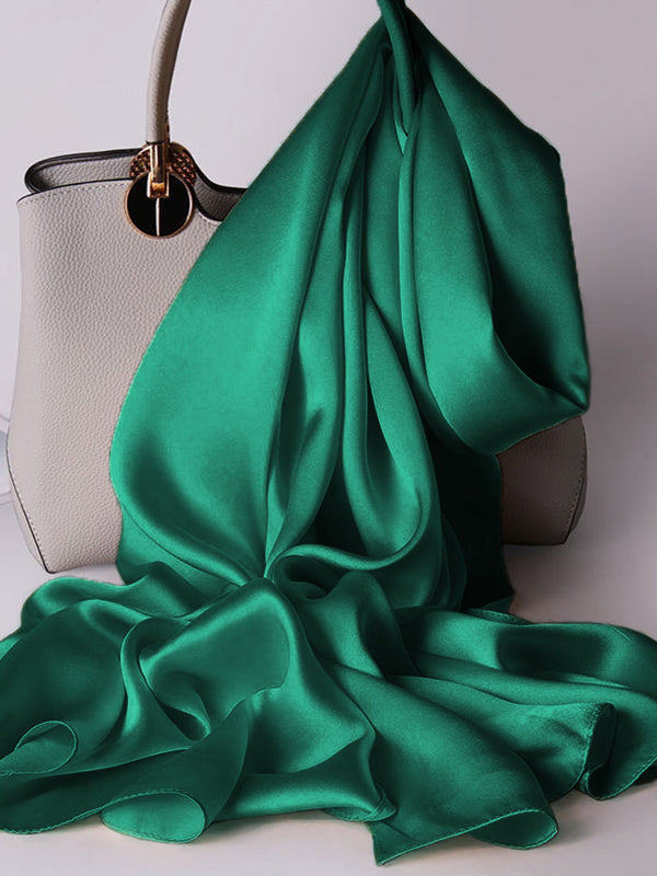 SilkSilky-DE Reine Seide Scarf Dunkelgrün 004