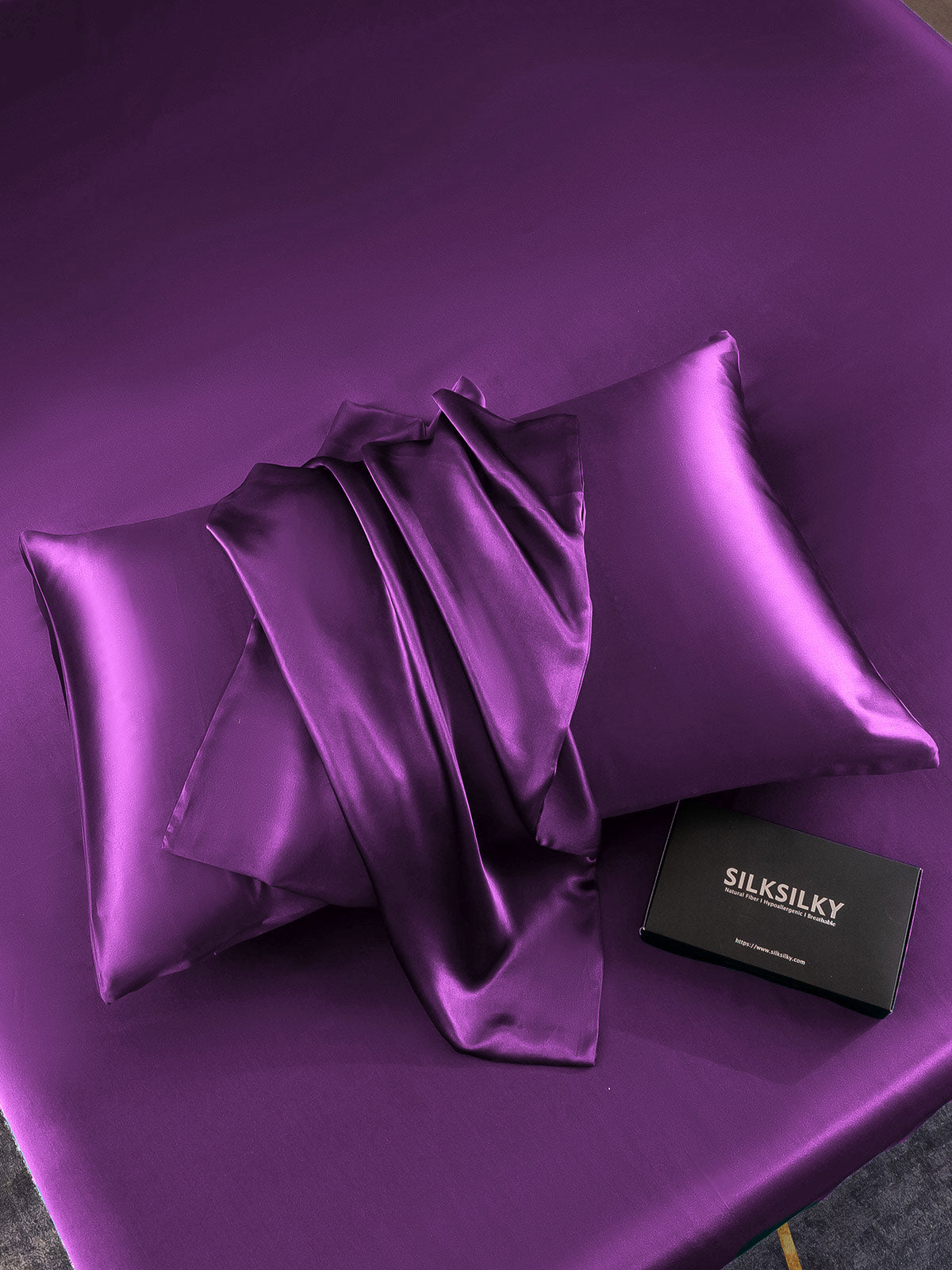 SilkSilky-DE 19Momme Reine Seide Pillowcase Violett 006