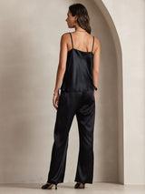 [Schwarz] SilkSilky-DE Spaghetti Strap Cowl Neck Cami Top 002