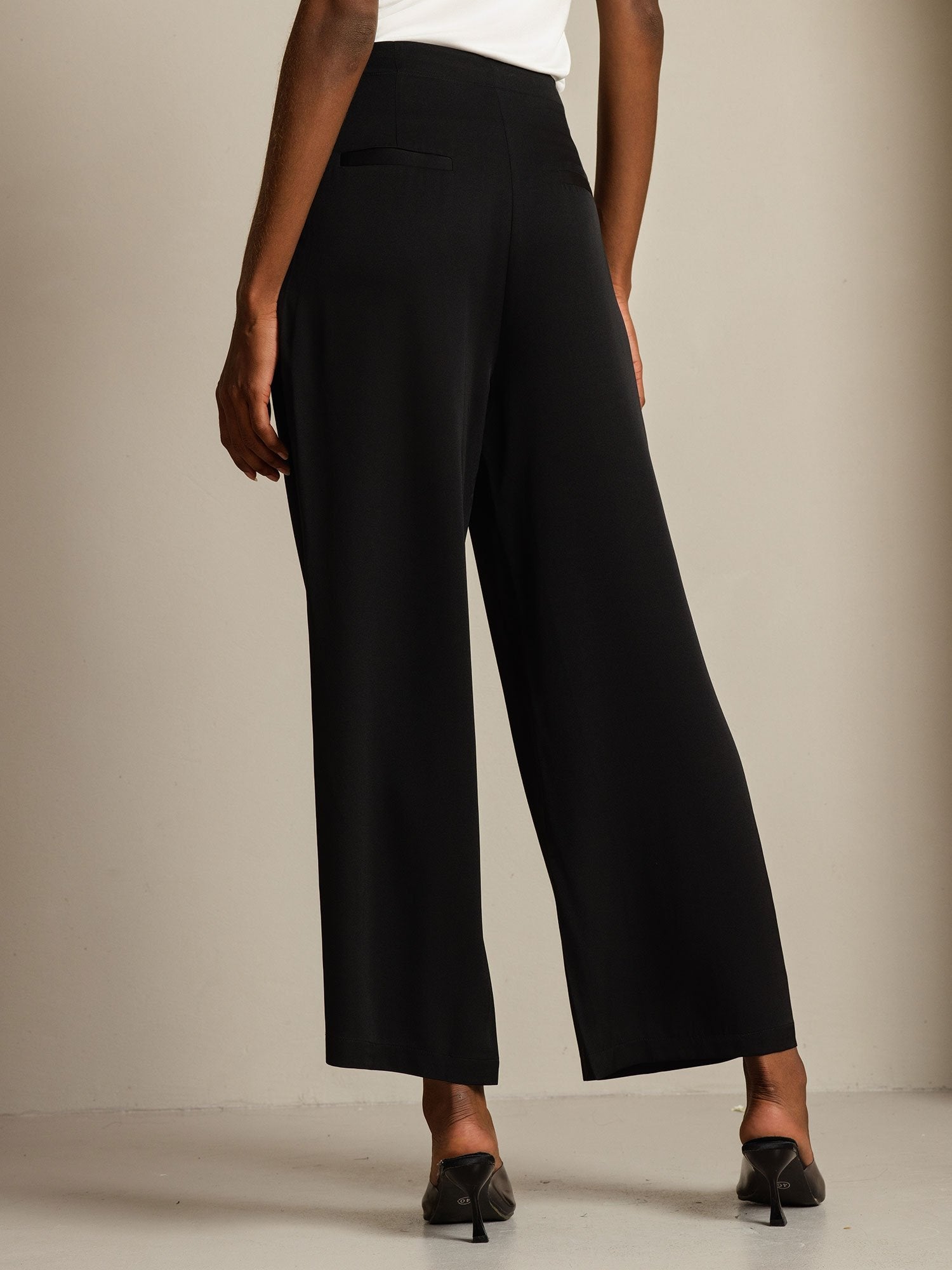 [Schwarz] SilkSilky-DE 19Momme Seide Womens Pants 002