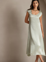 [Hellgrün] SilkSilky-DE Cap Sleeve Tiefer Rundhalsausschnitt Kleider 003