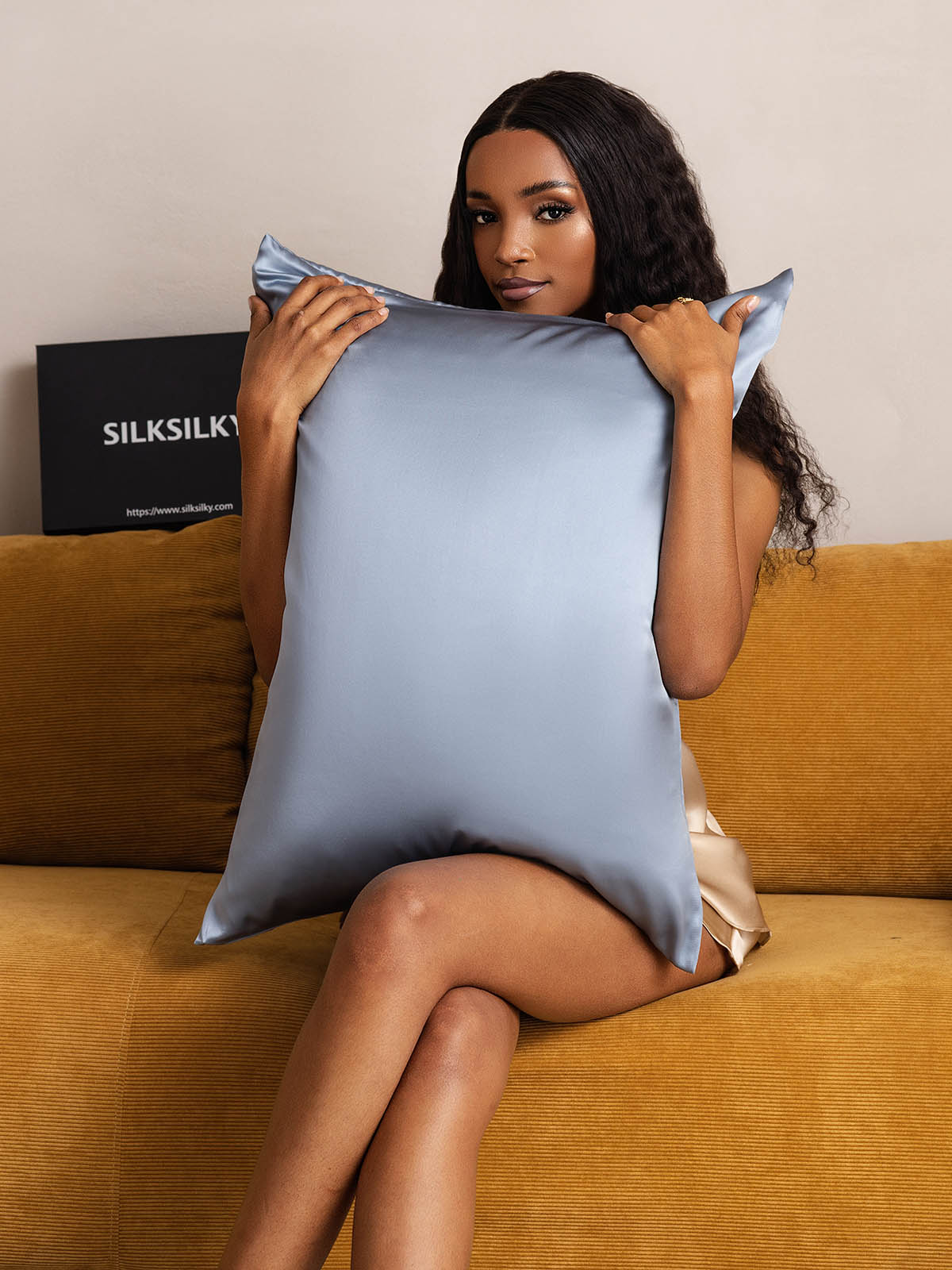 [Graublau] SilkSilky-DE 22Momme Reine Seide Pillowcase 005