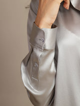 [Hellgrau] SilkSilky-DE Long Sleeve Lapel Collar Damenhemd 005