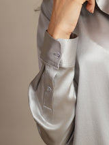 [Hellgrau] SilkSilky-DE Long Sleeve Lapel Collar Damenhemd 005