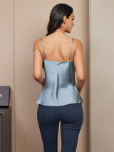 [Graublau] SilkSilky-DE Spaghetti Strap V Neck Cami Top 003