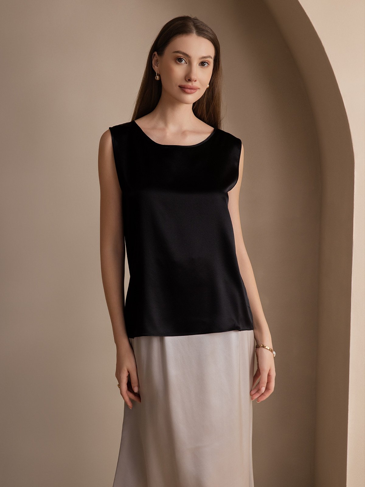 [Schwarz] SilkSilky-DE 19Momme Seide Camisoles 001