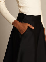 [Schwarz] SilkSilky-DE 32Momme Silk-Wool Blend Skirt 004