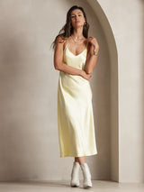 [Hellgelb] SilkSilky-DE Sleeveless V Neck Kleider 003