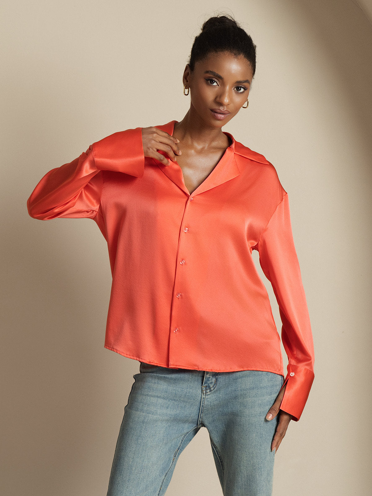 [Kaiserrot] SilkSilky-DE 19Momme Seide Womens Shirt 007