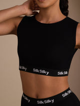 [Schwarz] SilkSilky-DE Sleeveless Crew Neck Cami Top 006