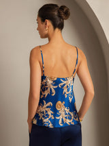 [Navy Drache] SilkSilky-DE Reine Seide V Ausschnitt Cami Top 002,
