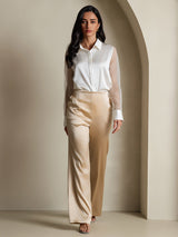 [Weiß] SilkSilky-DE Long Sleeve Lapel Collar Damenhemd 006