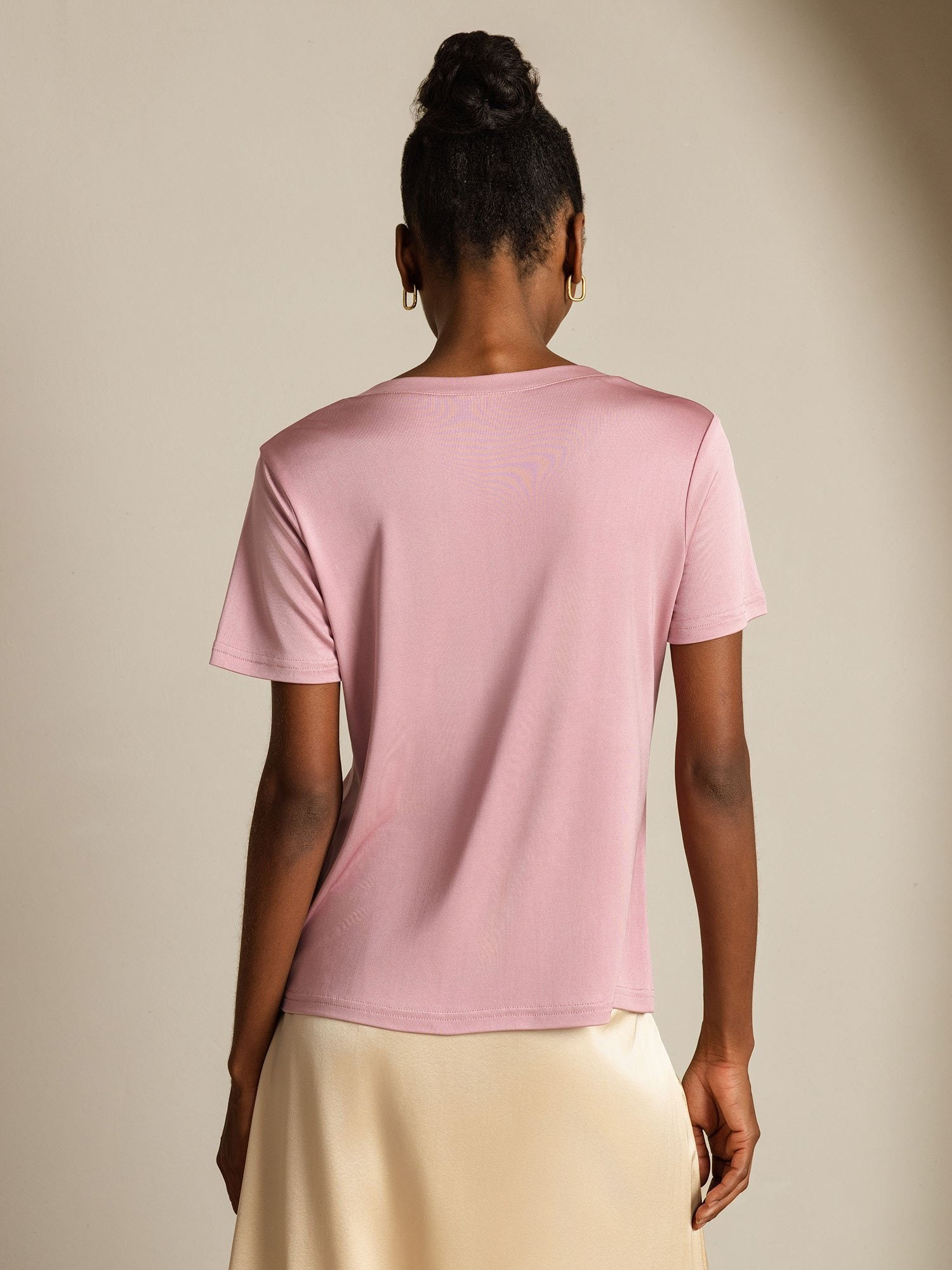 [BlassesMauve] SilkSilky-DE Reine Seide V Ausschnitt T-Shirt 002