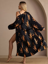 [Schwarzer Tiger] SilkSilky-DE Long Sleeve Womens Robe 002
