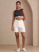 [Grau] SilkSilky-DE Sleeveless Crew Neck Cami Top 006