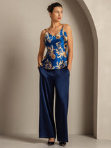 [Navy Drache] SilkSilky-DE Reine Seide V Ausschnitt Cami Top 008,