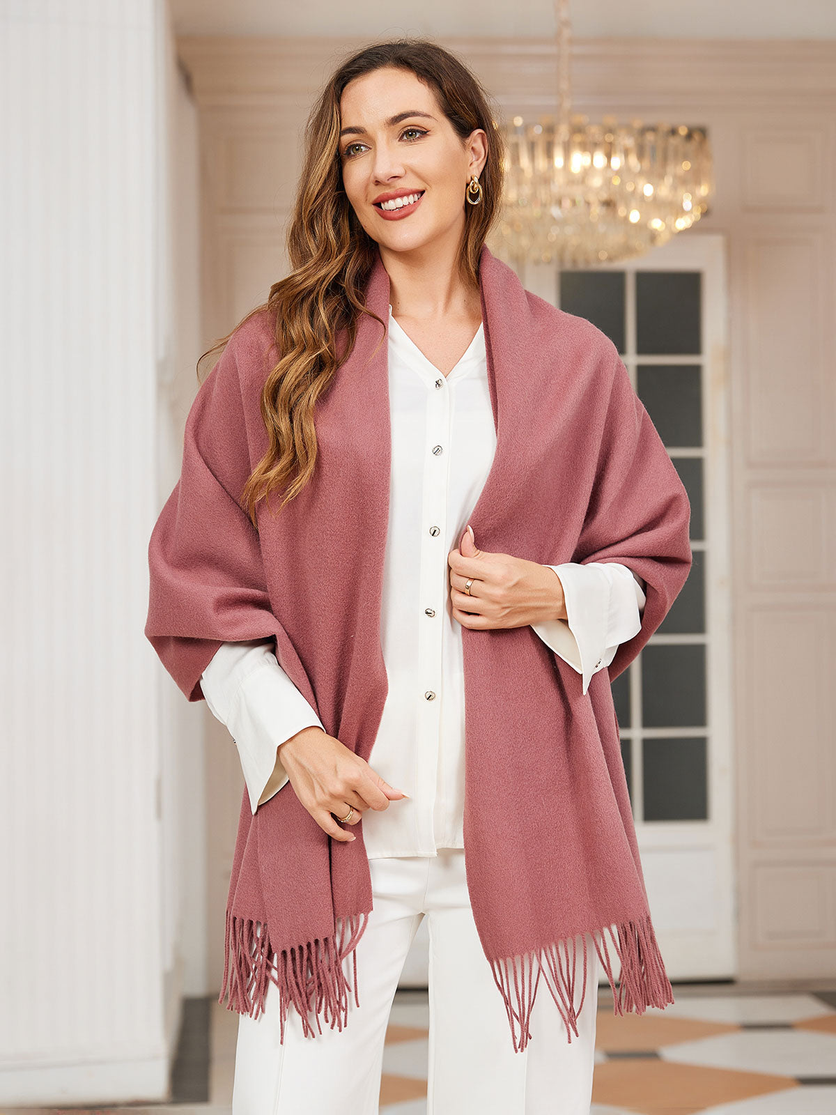 [Blasses Mauve] SilkSilky-DE Wolle Scarf 003