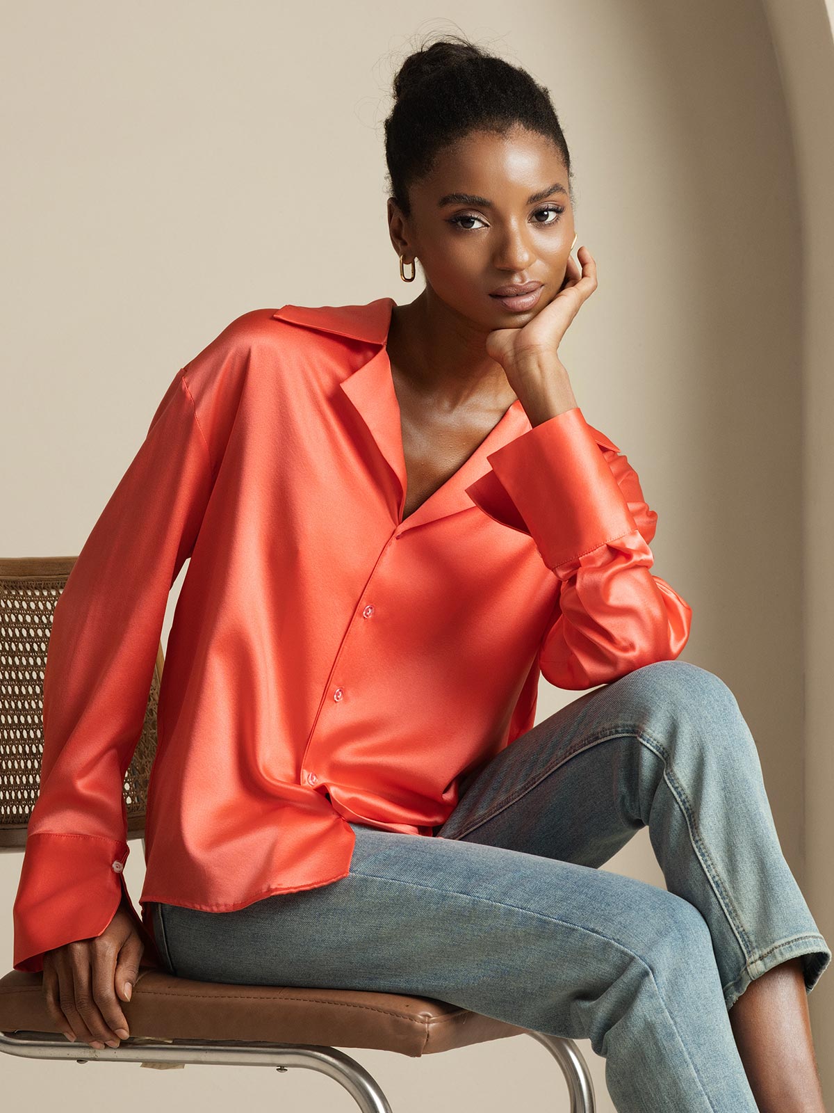 [Kaiserrot] SilkSilky-DE 19Momme Seide Womens Shirt 001