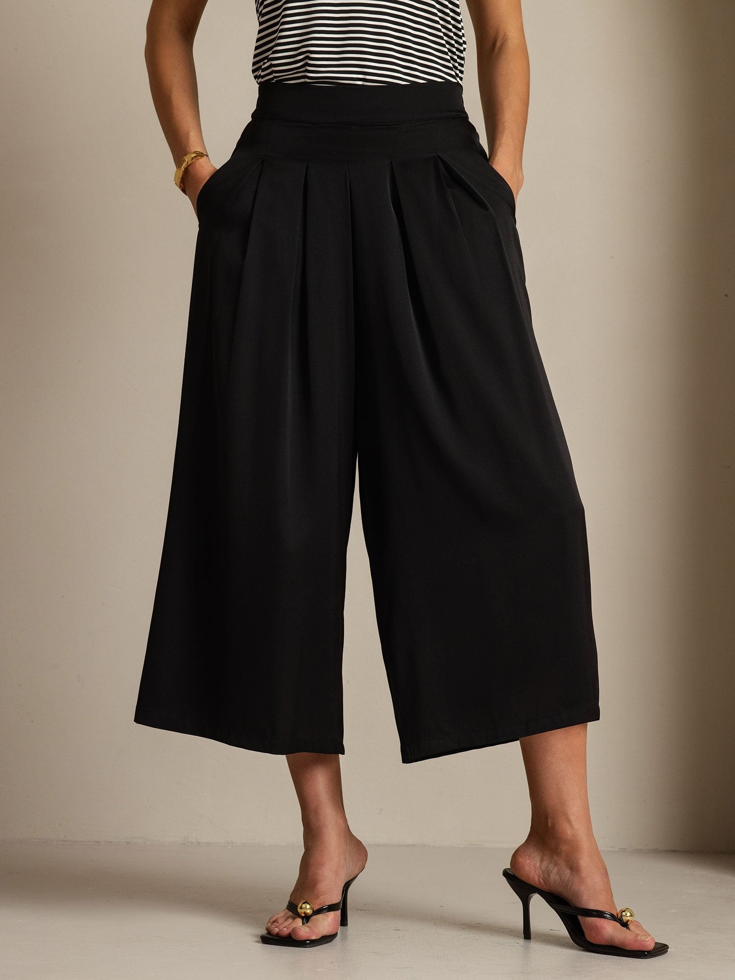 [Schwarz] SilkSilky-DE 19Momme Seide Womens Pants 001