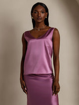 [Dunkelviolett] SilkSilky-DE Sleeveless V Neck Cami Top 004
