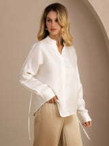 [Weiß] SilkSilky-DE Long Sleeve Blouse 003