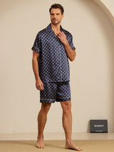 [Marine Kette] SilkSilky-DE Short Sleeve Notch-Kragen Herren Pyjamas 007