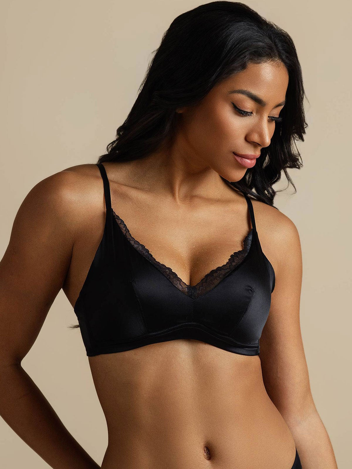 [Schwarz] SilkSilky-DE Reine Seide Bra 003