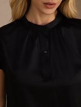 [Schwarz] SilkSilky-DE Short Sleeve Blouse 004