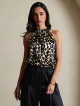 [Leopard] SilkSilky-DE 19Momme Seide Womens T-Shirt 004,