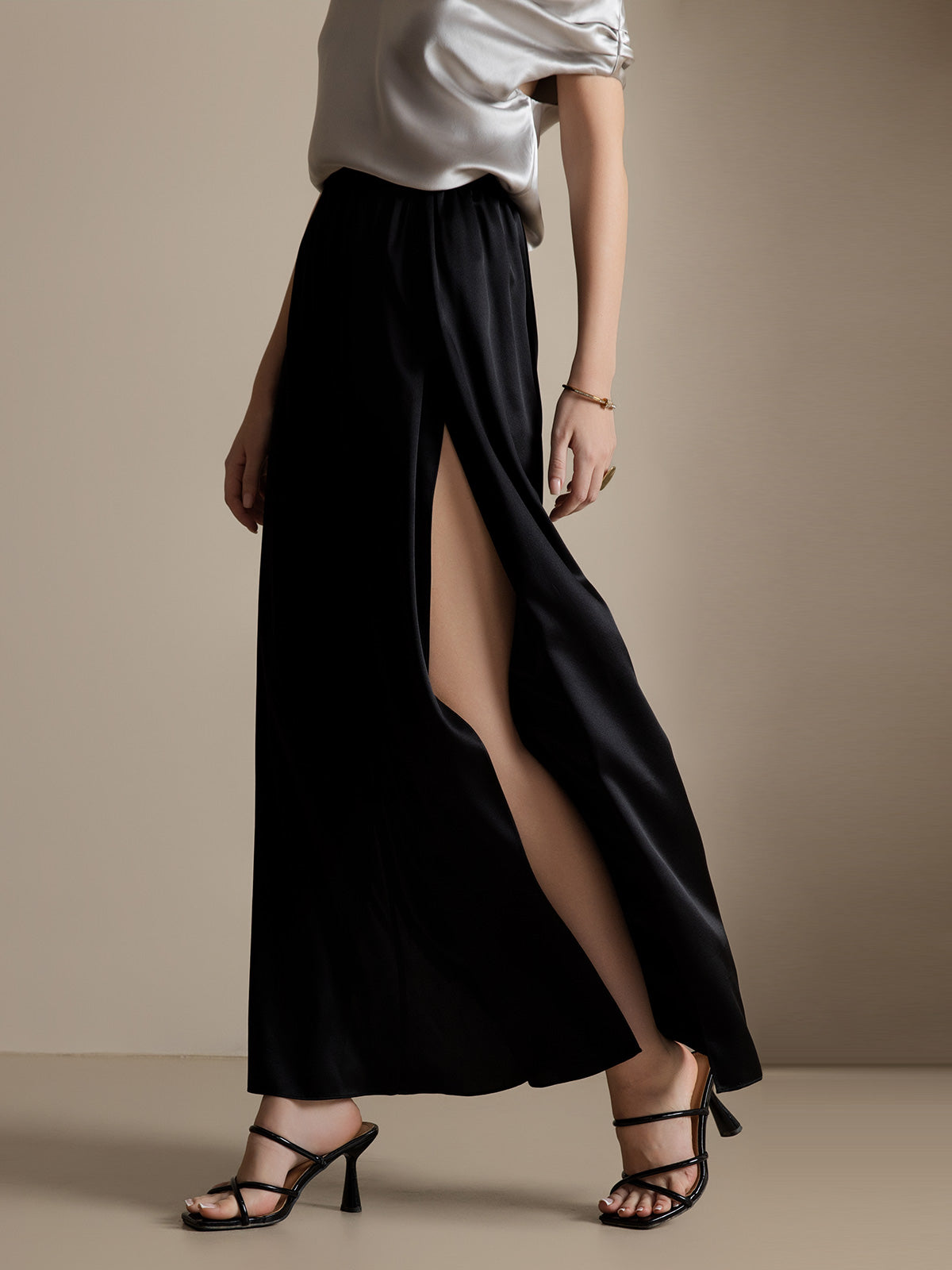 [Schwarz] SilkSilky-DE 19Momme Seide Womens Pants 003