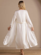 [Weiß] SilkSilky-DE 3/4 Sleeve Womens Robe 002