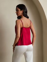 [Rotwein] SilkSilky-DE Spaghetti Strap Cowl Neck Cami Top 002