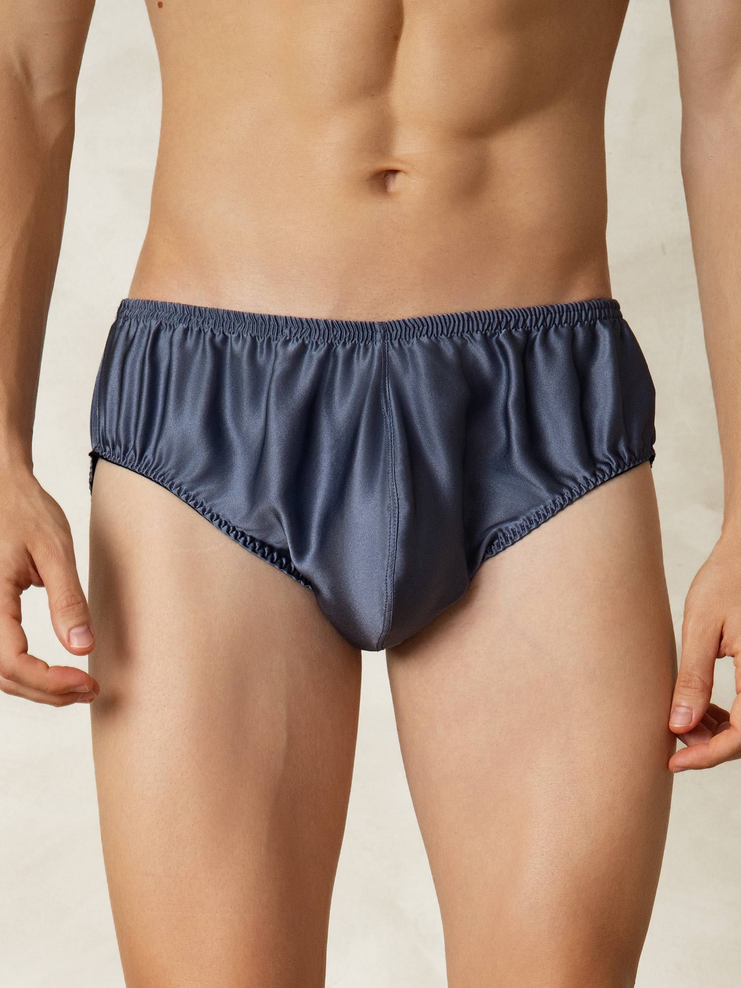 [Graublau] SilkSilky-DE Reine Seide Mens Underwear 001