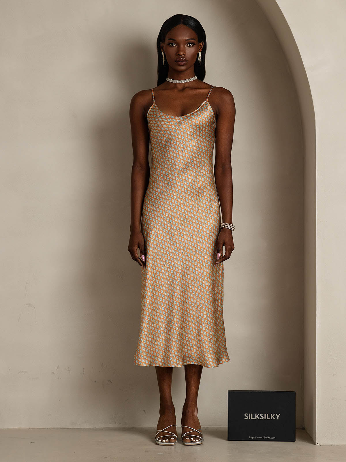 [Floral] SilkSilky-DE Reine Seide Dress 001