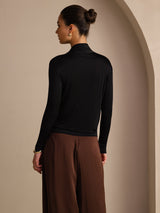 [Schwarz] SilkSilky-DE Long Sleeve Damenblusen 002
