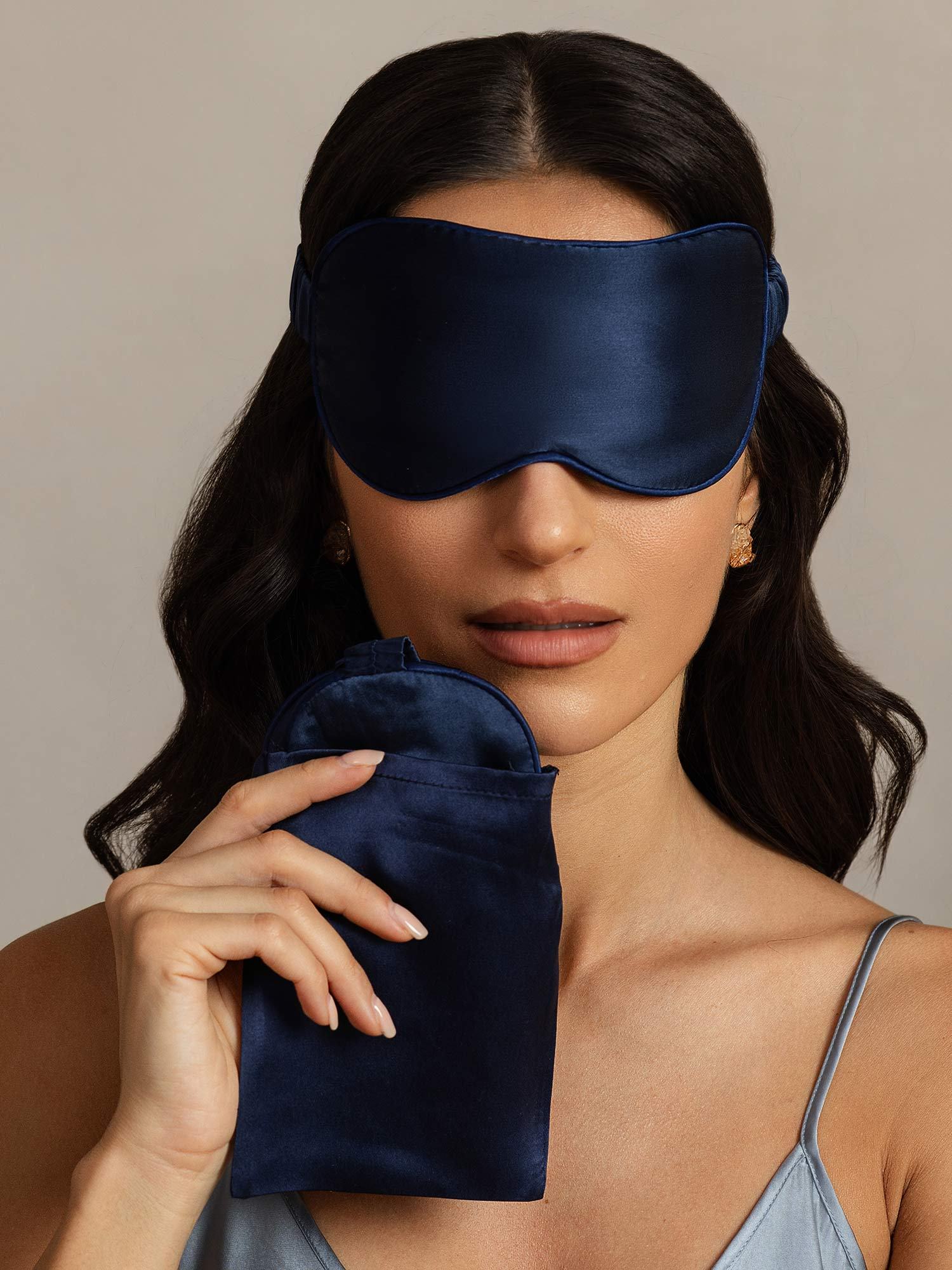 [Dunkelblau] SilkSilky-DE Reine Seide Eye Mask 006