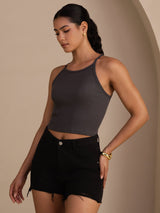 [Grau] SilkSilky-DE Sleeveless Crew Neck Cami Top 004