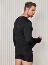 [Schwarz] SilkSilky-DE Long Sleeve Round Neck Herren T-Shirt 002