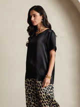 [Multi] SilkSilky-DE Reine Seide Kurzärmelig Rundkragen Damen Pyjamas 004