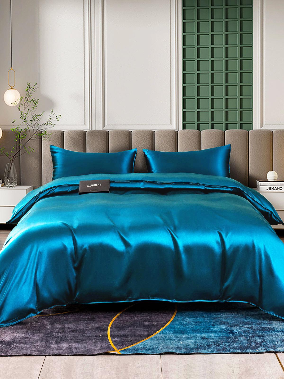 [König Blau] SilkSilky-DE 25Momme Reine Seide Bedding Set 002