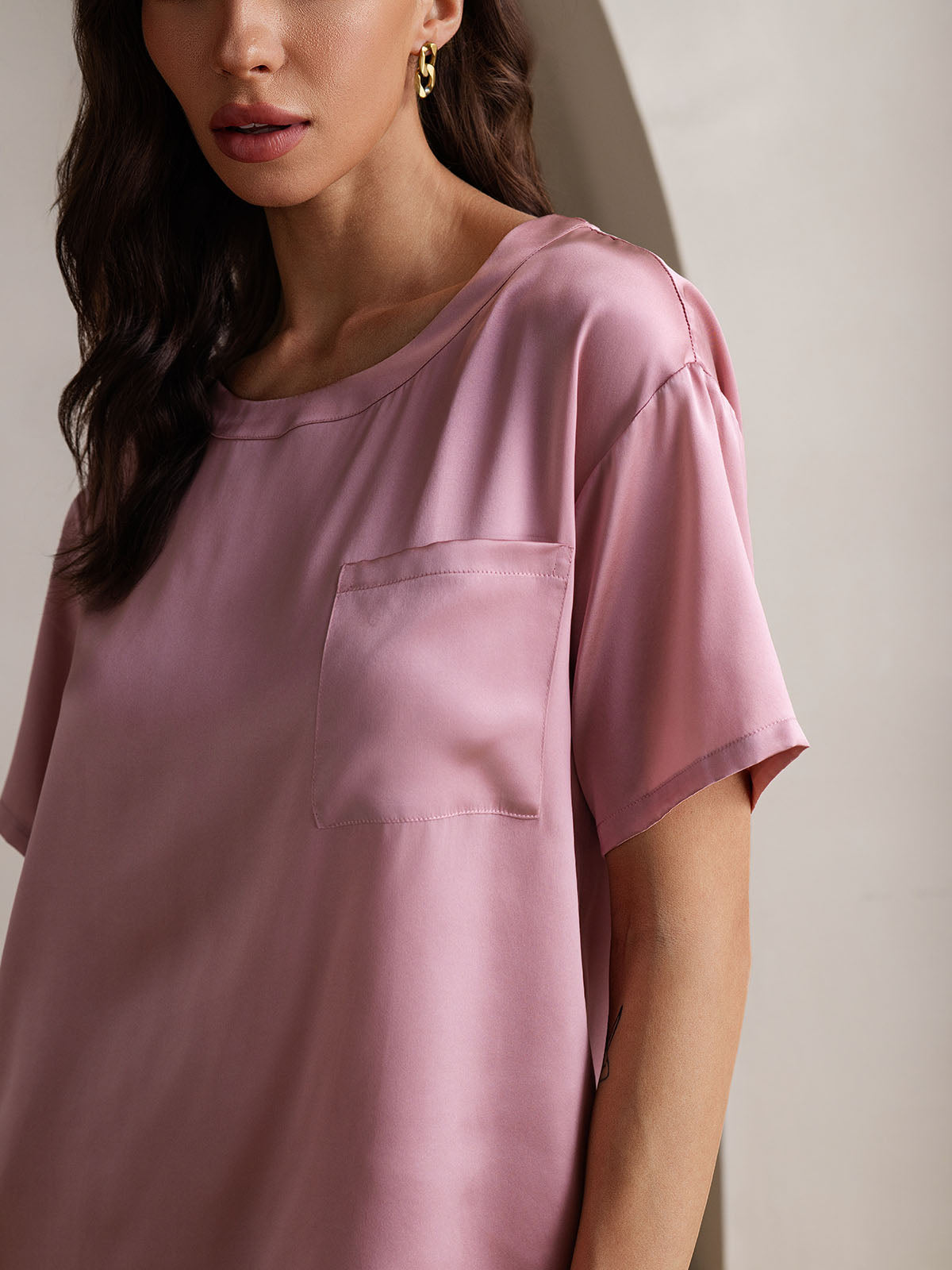 [Blasses Mauve] SilkSilky-DE Reine Seide Womens Pajamas 009