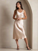 [Champagner] SilkSilky-DE Sleeveless Kleider 004