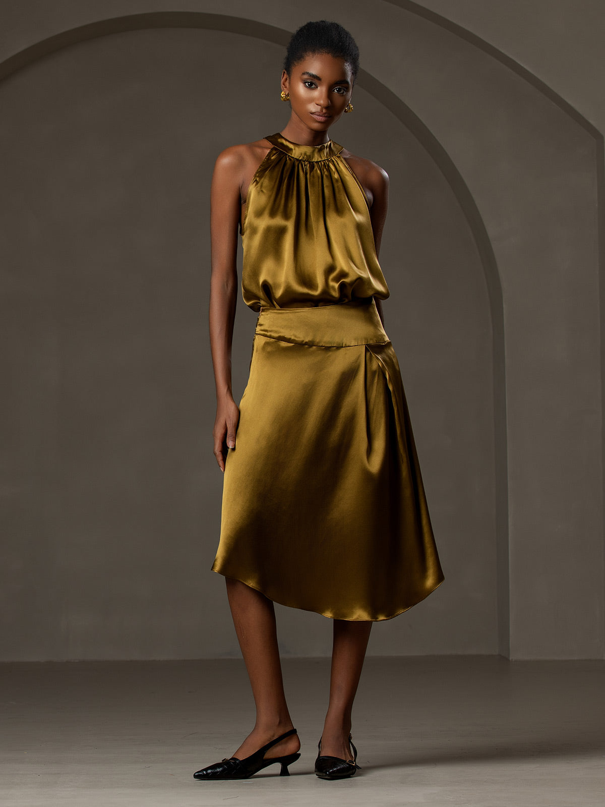 [Braun] SilkSilky-DE 19Momme Seide Skirt 006