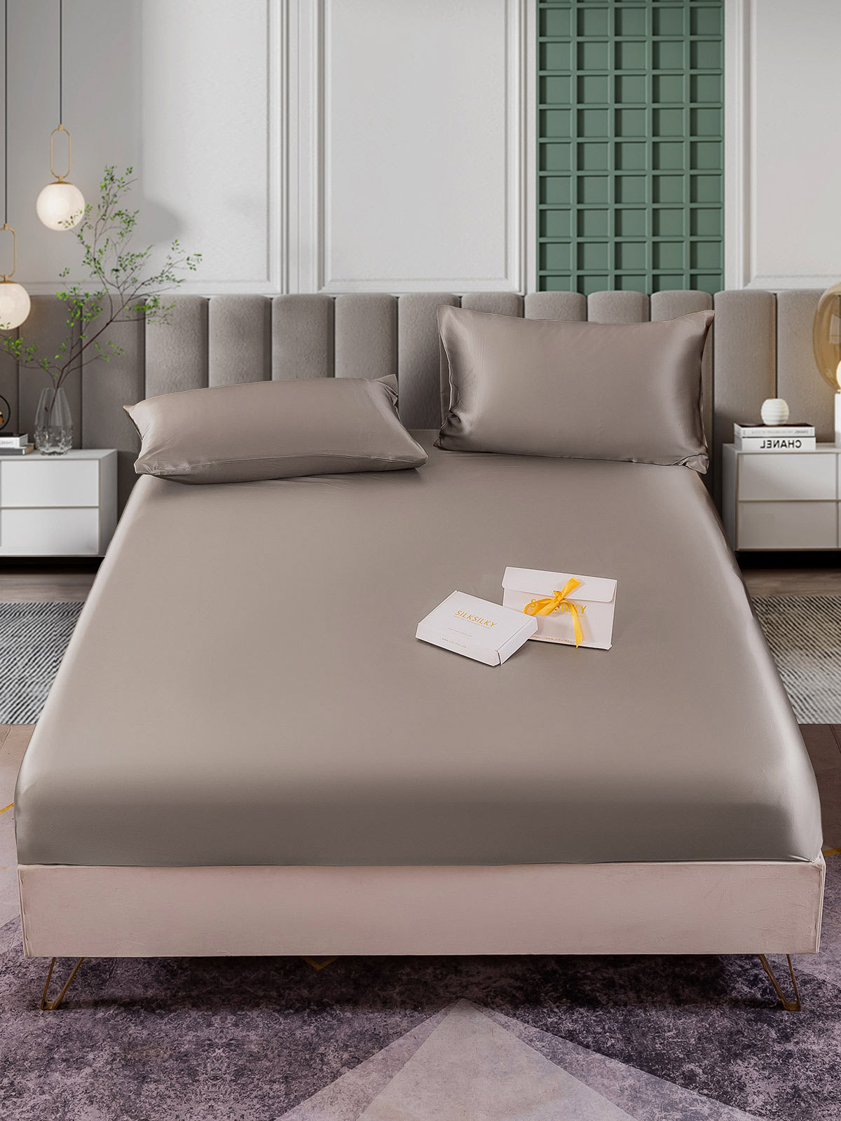 [Grau] SilkSilky-DE 25Momme Reine Seide Bedding Set 002
