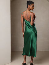 [Grün] SilkSilky-DE Sleeveless V Neck Kleider 002