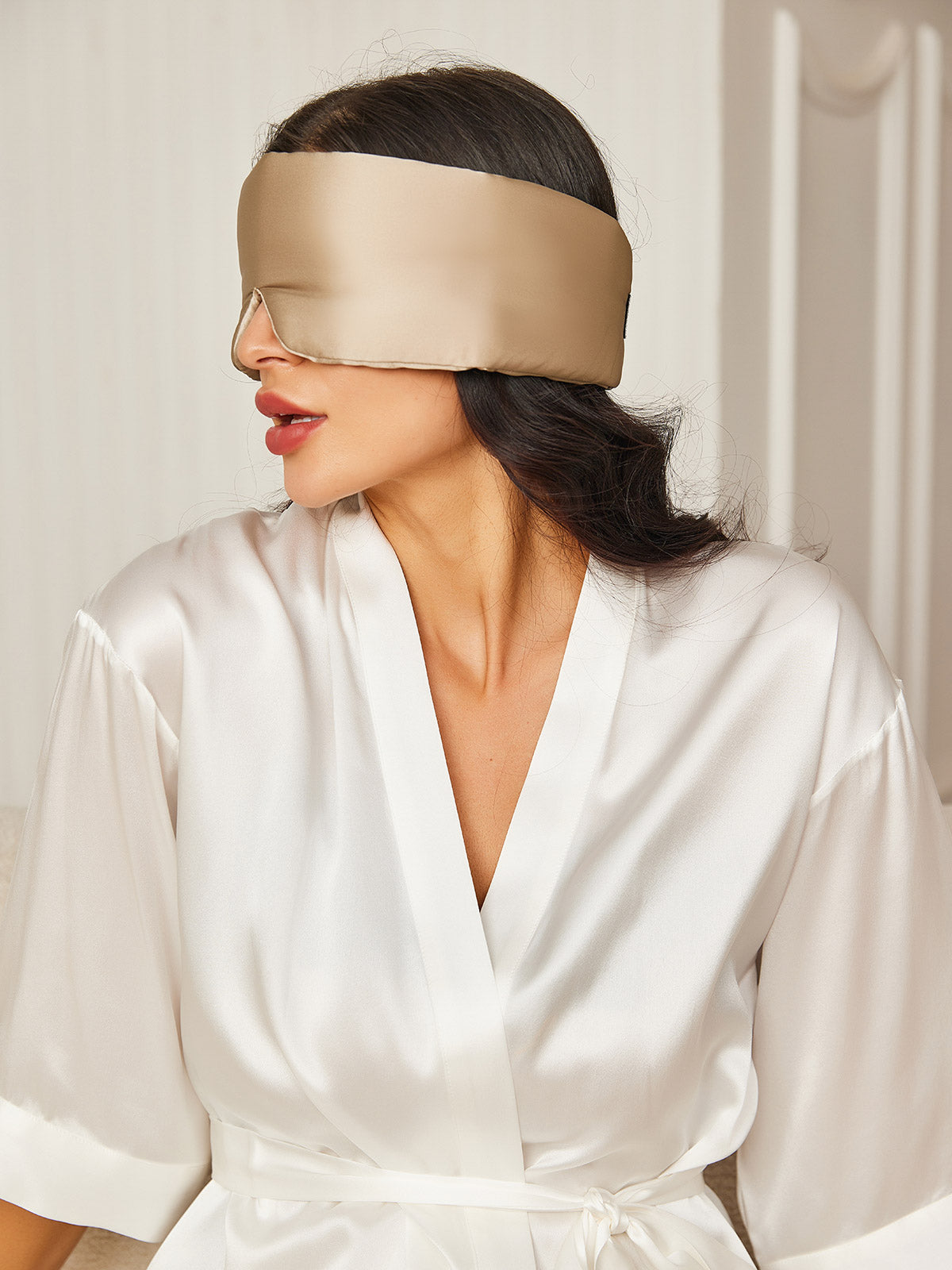 [Beige] SilkSilky-DE 19Momme Reine Seide Eye Mask 002