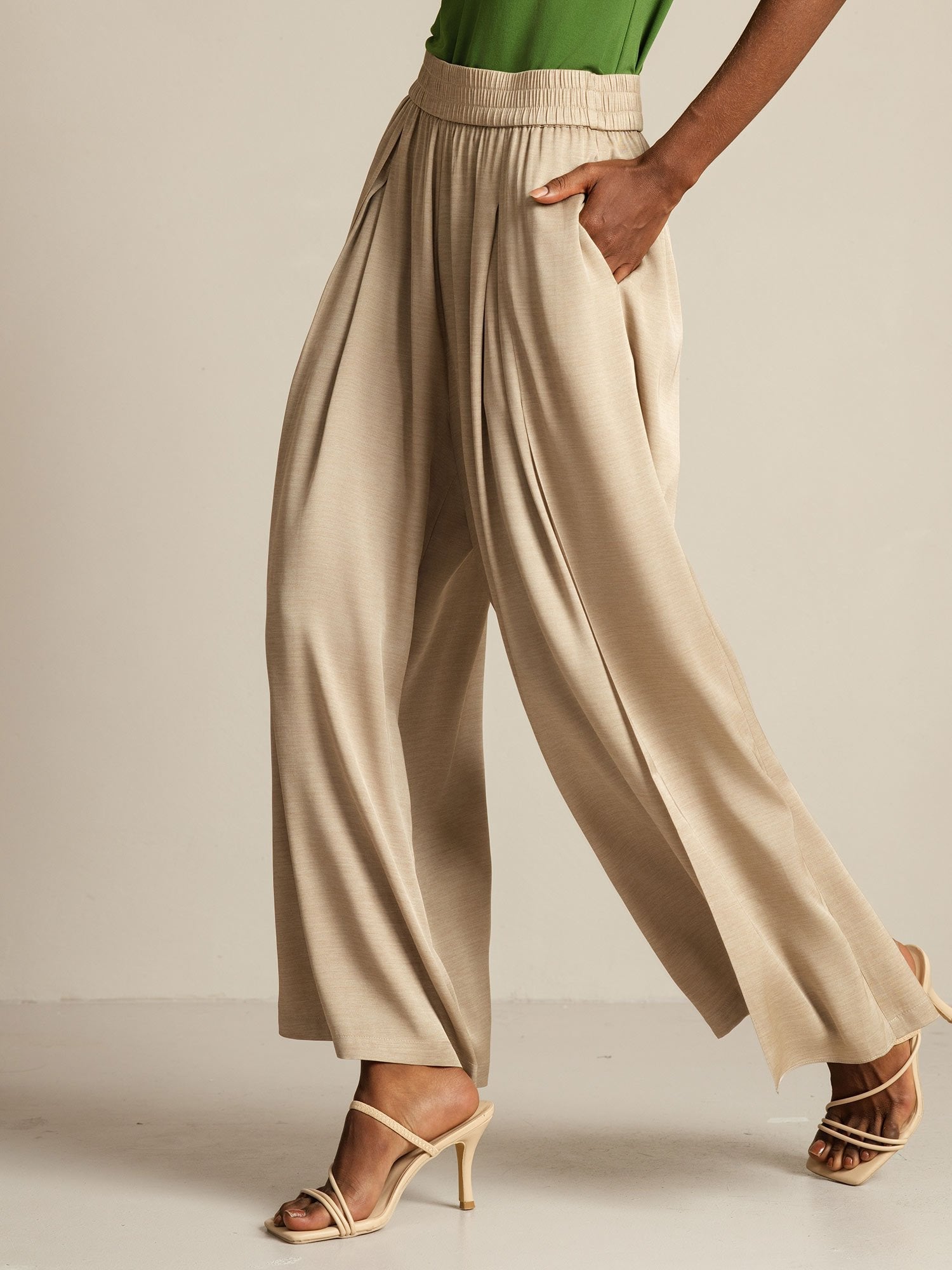 [Tan] SilkSilky-DE 19Momme Seide Womens Pants 008