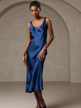 [Dunkelblau] SilkSilky-DE Sleeveless Kleider 004