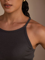 [Grau] SilkSilky-DE Sleeveless Crew Neck Cami Top 005